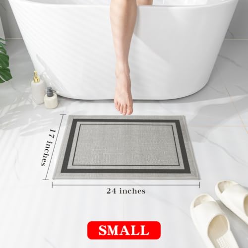 chakme Bathroom Rugs Mat 24x17, Ultra Thin Non Slip Bath Mat Small Quick Dry Absorbent Bath Mat for Bathroom Floor, (Dark Grey, 24"x17") - color: Dark Grey, size: Small (24" x 17")