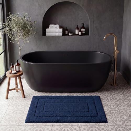 GRANNY SAYS Bathroom Rugs and Mats, 16" x 24" Non-Slip Bath Mat for Bathroom, Super Soft Absorbent Microfiber Bath Rug, Machine Washable and Dry, Small Navy Rug for Shower, Tub and Bath Floor - color: Deep Blue, size: 1'4" x 2' (16" x 24")