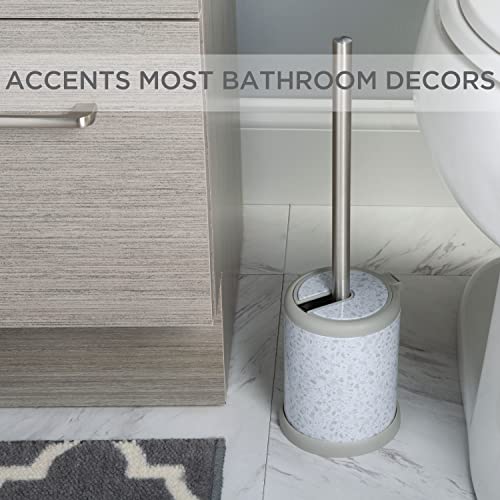 Bath Bliss Toilet Brush and Holder | Self Closing Lid | 360 Degree Brush Head | Bathroom Cleaning | Compact Size | Storage and Organization | Terrazzo White - color: Terrazzo White, size: 1 Pack