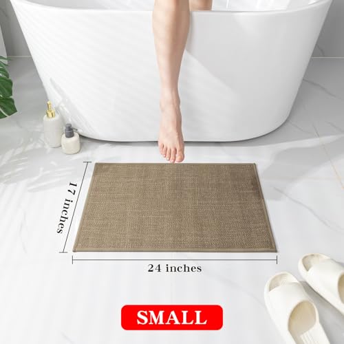 chakme Bathroom Rugs Mat 24x17, Ultra Thin Non Slip Bath Mat Small Quick Dry Absorbent Bath Mat for Bathroom Floor, (Dark Beige, 24"x17") - color: Dark Beige, size: 1'5" x 2' (Rectangular)