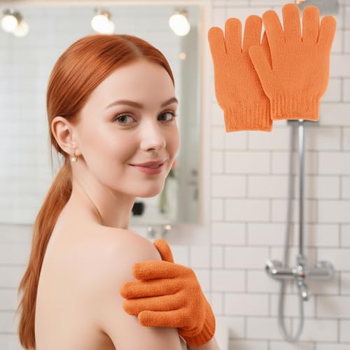 Exfoliating Glove for Shower-Body Exfoliator Scrub Gloves,Shower Gloves for Scrubbing Dead Skin,for Women Men Bath Spa - color: Red 1