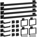 20-Pieces Matte Black Bathroom Accessories Set, 24 Inch Bathroom Hardware Set, SUS305 Stainless Steel Bath Towel Bar Set, Towel Racks for Bathroom Wall Mounted - size: 26 Inch (20 Pieces)