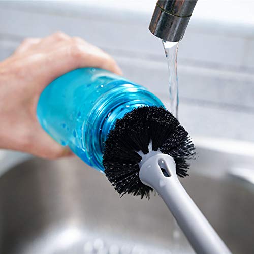MOSOLAN 2-in-1 Water Bottle Brush and Straw Cleaner Brush, Long Handle Water Bottle Scrubbing Brush for Water Bottles, Glasswares, Mugs, Flasks, Tumblers and Kitchen Sink, Black, 2 Pack - color: Black, size: 2 Count (Pack of 1)