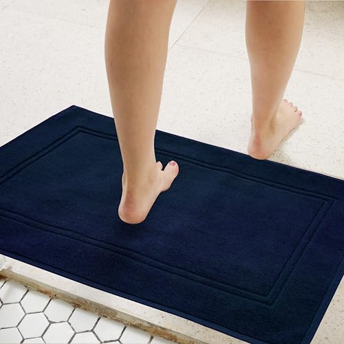 Tens Towels Pack of 2 Bath Mats 100% Cotton, 20 x 32 Inches, Super Absorbent, Hotel Quality Premium Floor Towels, Luxurious, Soft & Quick Dry, Not a Bathroom Rug, Navy - color: Navy