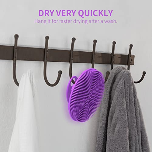 Silicone Body Scrubber 2 Pack, BEAUTAIL Shower Bath Scrubber, More Hygienic Than Traditional Loofah, Lather Nicely, Gentle Exfoliating Brush for Women Men Baby Sensitive Skin, Black+Purple - color: Black+purple 2 Pcs