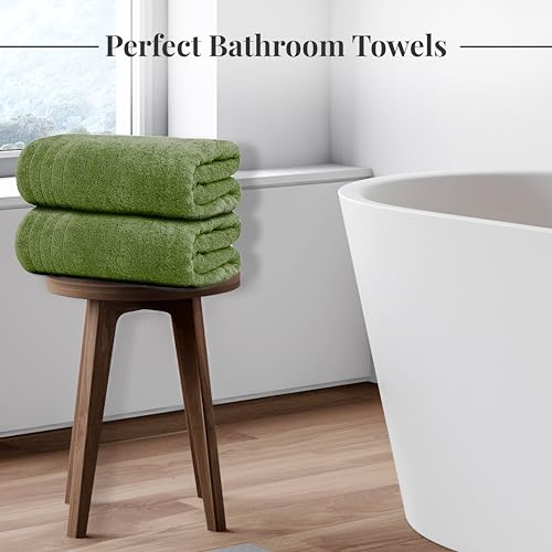 Tens Towels Pack of 4 Extra Large Bath Towels 30 x 60 Inches, 100% Cotton, Larger & Lighter Weight, Quicker to Dry, Super Soft and Absorbent, Perfect for Bathroom, Green - color: Green