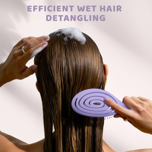 SHINLEA Detangle Hair Brush, Detangling Wet & Dry Spiral Hairbrush for Women, Men, Kids, Vented Detangler for Blow Drying, Glide Through Tangles For All Hair Types (Purple) - color: Purple