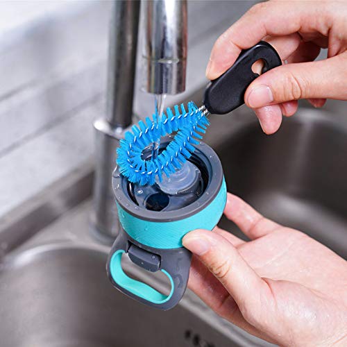MOSOLAN 3-in-1 Stainless Steel Bottle Brush and Straw Cleaning Set, Long Handle Scrub Brush with Replaceable Head for Water Bottles, Glasswares, Mugs, Flasks, Tumblers, Vases, Flat Head - style: Flat Head