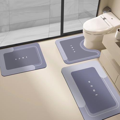 Housego 3PCS Absorbent Bath Mat Magic Rug Sets, Quick Drying Bath Mat Non-Slip Floor Rug Rubber Backed for Bathroom Kitchen Shower Sink (16.9''x23.6''+19.7''x23.6''+19.7''x31.9'', Blue) - color: Blue, size: 3 PCS