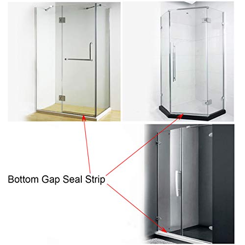 Shower Room Glass Door Bottom Gap Seal Strip for 1/4 Inch Glass, 27.5" Long Sweep Stop Shower Leaking - size: 1/4"/6mm