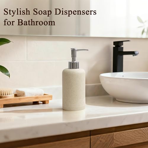 YMXYJM 2pcs/Set Hand Soap Dispenser Sets - 10.8oz Refillable Resin Liquid Soap Dispensers with Rust-Proof Pump for Bathroom Countertop or Kitchen, Beige - color: Beige