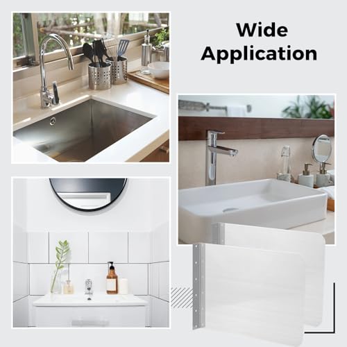2 PCS Side Splash Guards for Sink, 12''x17'' Stainless Steel Kitchen Sink Splash Protectors with Screws, Restaurant Home Hand Sink Guards，Splash Guard for Kitchen Sink Area