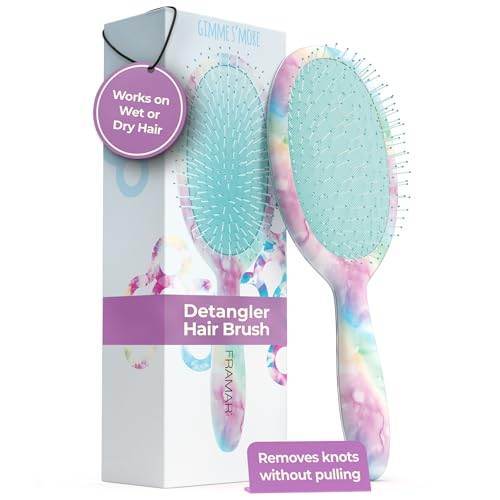 FRAMAR Purple Hair Brush Detangler, Detangling Hairbrush For Women, Wet Hair Brush For Girls, Hair Detangler Brush, Wet Hairbrush, Hairbrushes, Reduces Frizz – Tie Dye - color: Blue Tie Dye