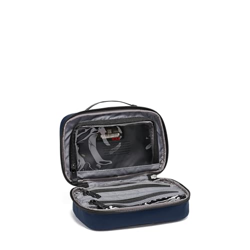 TUMI - Alpha Split Travel Kit - Compact Toiletry Bag for Men & Women - Features Removable Leather Handle & Clear Windows - Navy Blue - color: Navy Blue