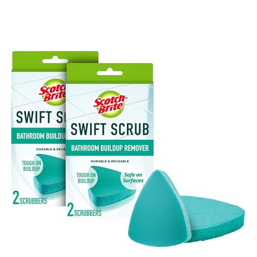 Scotch-Brite Swift Scrub, Bathroom Buildup, Glass Door, Shower and Bath Cleaner, Soap Scum Remover, 3X Faster Than an Eraser Pad, 2 Count (Pack of 2) - size: 4 Pack