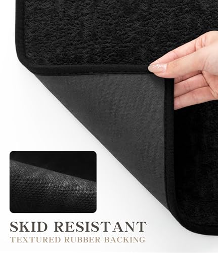 chakme Bathroom Rugs Mat 32x17, Ultra Thin Non Slip Bath Mat Quick Dry Absorbent Bath Mat for Bathroom Floor, (Black, 32"x17") - color: Black, size: 2'8" x 1'5"(Rectangular)