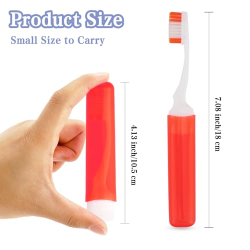 Travel Toothbrush 3Pcs Travel Toothbrush Set Mini Toothbrushes Soft Portable Toothbrushes Travels with Tooth Brush Cover Small Folding Toothbrush Individually Wrapped for Camping Home,Red,Green,Purple - color: Red+green+purple, size: 1 Count (Pack of 3)