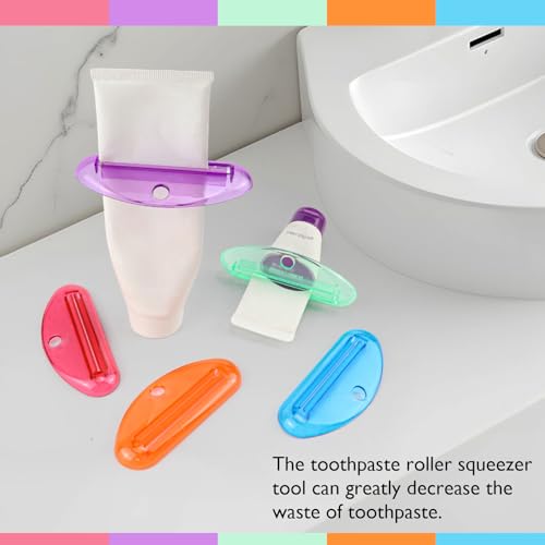5pcs Toothpaste Squeezer Plastic Tube Squeezers Tooth Effortless Paste Clip Holder Tool for Toothpaste Cream Cosmetics and Paint (Colorful)