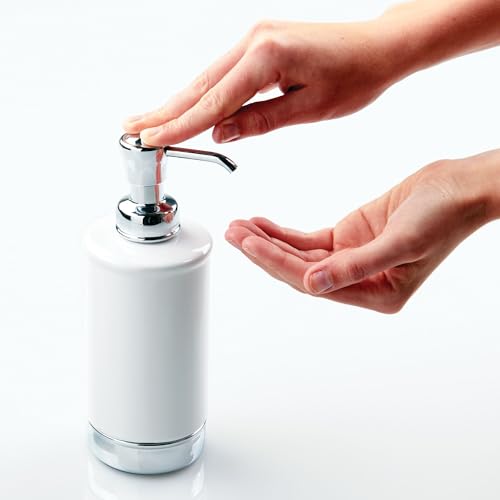 iDesign Hand Soap Dispenser, White | Bathroom or Kitchen, Refillable, Pump Bottle - color: White