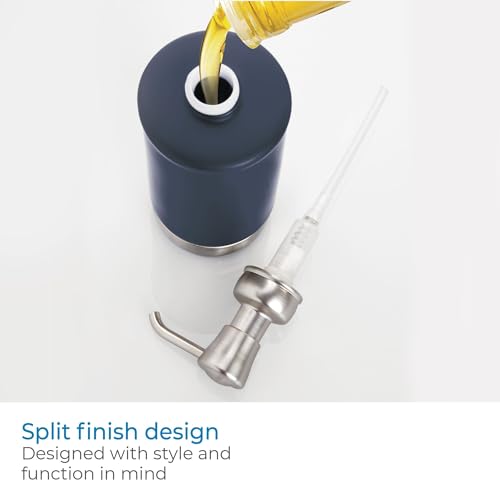 iDesign Hand Soap Dispenser, Navy Blue/Brushed Nickel | Refillable, For Bathroom or Kitchen, Pump Bottle - color: Matte Navy/Brushed Nickel