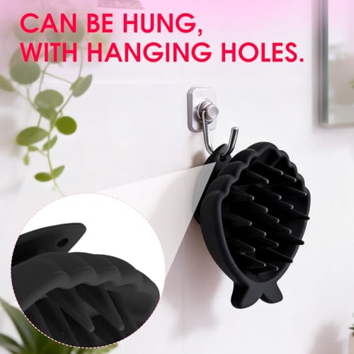Silicone Scalp Massager Hair Growth,Hair Scrubber Scalp Stimulator Exfoliator Brush with Soft Bristles for Wet Dry Scalp Care (Black) - color: Black