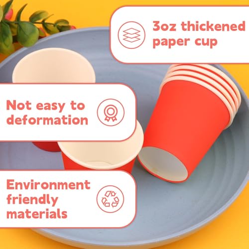 50 Pack 3 oz Paper Cups, Small Bathroom Cups Disposable Cups | Small Bathroom Cups, Mini Disposable Cup for Espresso Snack Bathroom, Party Travel Picnic BBQ - color: Red, size: 50 Count