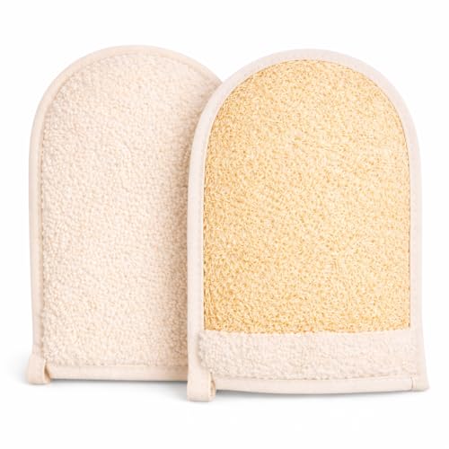 Loofah Body Scrubber - Natural Egyptian Exfoliating Mitt for Shower & Bath | Dual-Sided Organic Luffa Sponge Glove | Large Size Deep Body Cleansing for Women & Men (1 Count) - size: 1 Count (Pack of 1)