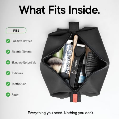 TOOLETRIES The Koby Dopp Kit Toiletry Bag – Original 10”x 6”x 6”, Charcoal | Compact silicone leak-resistant travel toiletry bag with a heavy-duty zipper that's easy to clean. - color: Charcoal, size: Original 10" x 6" x 6"