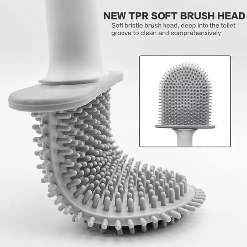 RV Silicone Toilet Brush with Holder, Drill-Free Wall Mounted Toilet Bowl Cleaner, Anti-Drip Anti-Roll Compact Brush for RV Camper & Small Bathroom (Green) - color: Green
