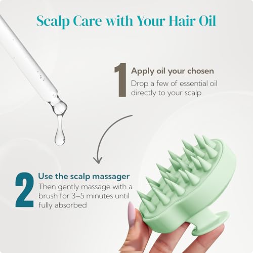 HEETA Scalp Massager Shampoo Brush 2 Pack, Soft Silicone Bristles to Remove Dandruff, Waterproof Scrubber for Wet Dry Hair, Suitable for Men & Women (Light Beige&Green) - color: Light Beige & Green