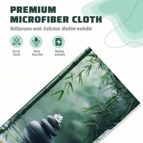 Zen Hand Towels Set of 2, Absorbent Green Bamboo Stones White Flowers Meditation Bathroom Kitchen Towels, Lightweight Breathable Face Towels for Bathroom Gym Hotel - color: Zen