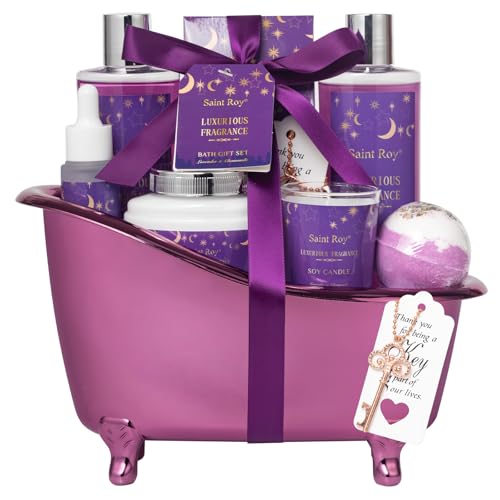 Spa Gift Basket Bath Spa Kit Spa Gifts for Women, Bath and Body Baskets Set | 10pc Self Care Kit Lavender Scent Birthday Gifts Skin Care Set, Christmas Gifts, Beauty kits Bridal Shower Self-care Home Spa