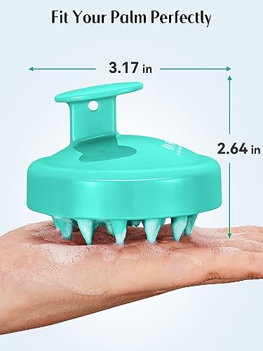 HEETA Scalp Massager Hair Growth 2-Pack, Soft Silicone Scalp Scrubber Shampoo Brush for Exfoliation Dandruff Removal Head Massage Stress Relax, Wet & Dry Use for Women Men Thick Thin Curly Hair Care - color: 01- Black & Green