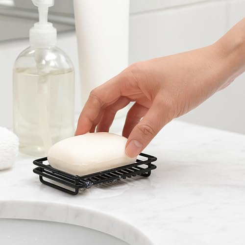Creative Home Rust Resistant Metal Wire Soap Dish, Black, 3.1 x 4.4 in - color: Black