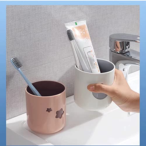 Two-Color Lucky Pair Cup Bathroom Toothbrush Cup Household Cartoon Star Moon Water Cup (Pink & White) - color: Pink & White