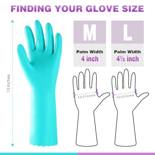 Elgood Reusable Dishwashing Cleaning Gloves with Latex free, Cotton lining,Kitchen Gloves 2 Pairs,Purple+blue Medium - color: Purple+blue, size: Medium (Pack of 2)