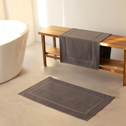 SALBAKOS 100% Turkish Cotton Bath Mat Set 2-Piece - 20x34 inch, Hotel & Spa Collection, Soft, Absorbent, Long Lasting, Durable Bathroom Rugs | Made in Turkey (Chocolate, 2 Bath Mats) - color: Chocolate, size: 2 Bath Mats