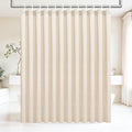 Ga-Geetopia Extra Long Linen Textured Shower Curtain Set with Hooks, Beige Boho Farmhouse Bath Shower Curtains for Bathroom Neutral Cloth, Hotel Luxury, Weighted, 72W x 84L, Cream - color: Linen | With Hooks, size: 72"W x 84"L (Pack of 1)