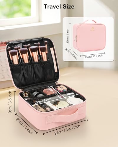 Relavel Travel Makeup Train Case Cosmetic Case Organizer Portable Artist Storage Bag with Adjustable Dividers for Cosmetics Makeup Brushes Toiletry Jewelry Digital Accessories (Pink) - color: Pink, size: Small
