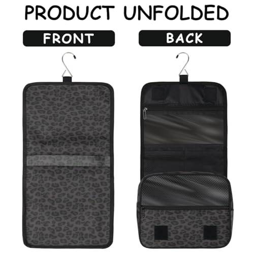 Travel Hanging Toiletry Bag for Women kids, Black Leopard Print Cosmetic Bag Waterproof Makeup Organizer for weekend overnight Bathroom - color: D 05
