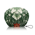 Shower Cap Adjustable Waterproof Double Layer Elastic Reusable Hair Bath Cap Cute Aesthetic for Women Girls-Green Flower - color: R5-Green Flower