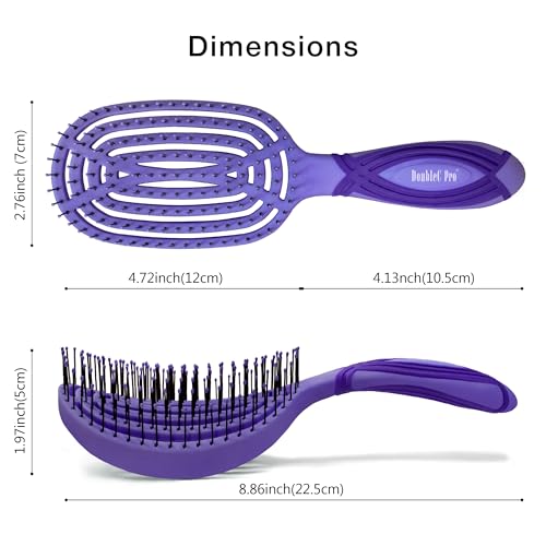 NuWay® DoubleC® Pro Professional Detangling Hair Brush – Patented Double Curve Scalp Care Brush for Gentle Detangling, Blow-Dry Styling & Wet or Dry Hair (Hyacinth) - color: Hyacinth