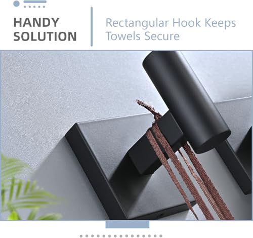 Matte Black Toilet Paper Holder Wall Mount with 2 Towel Hooks, 3 Piece Bathroom Hardware Set, SUS304 Stainless Steel Roll Holder and Robe Hooks for Bathroom, RV, Kitchen - color: Matte Black