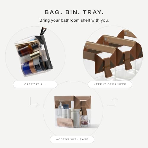 Cadence Parcel - Clear Travel Kit with Zipperless Magnetic Closure - Chestnut, Large - Durable, Leak-Resistant and TSA Approved Toiletry Bag - Modular Organization - Recycled TPU (2 Qt) - color: Chestnut, size: Large
