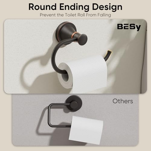 BESy Oil Rubbed Bronze Toilet Tissue Paper Holder Oil Rubbed Bronze Bathroom Accessories Toilet roll Paper Hanger, Wall Mounted, Rustproof - color: Oil Rubbed Bronze