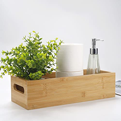 Toilet Tank Paper Basket for Back of Tank Top, Bamboo Bathroom Storage for Organizing (15 x 6 x 4 inch) - size: 15" x 6" x 4"