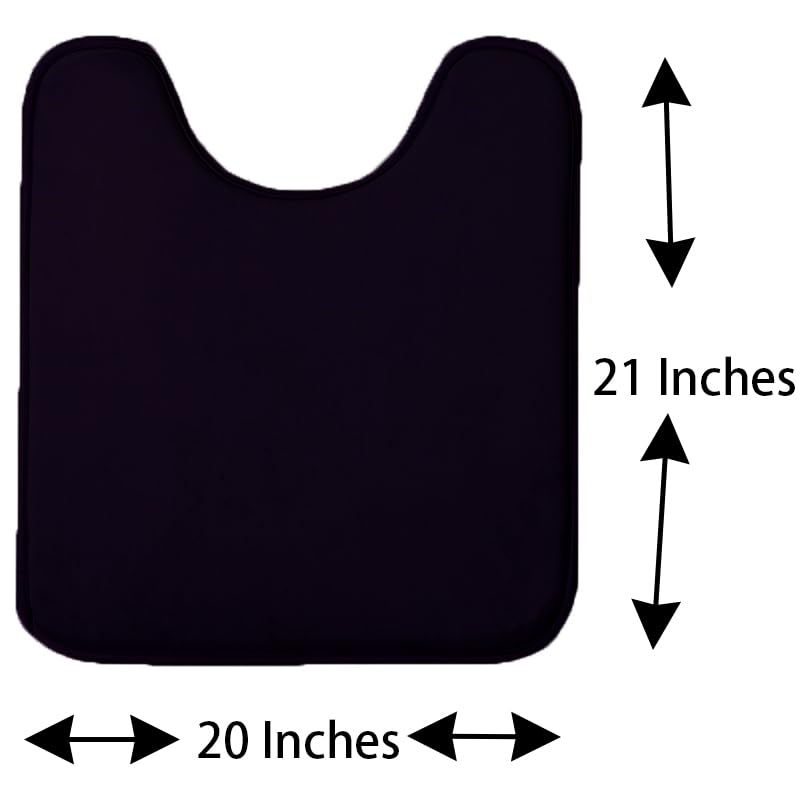 Madeals Velvet Toilet Lid Cover and Tank Lid Cover with Memory Foam Toilet Mat 3 Piece Toilet Contour Mat Set Black - color: Black