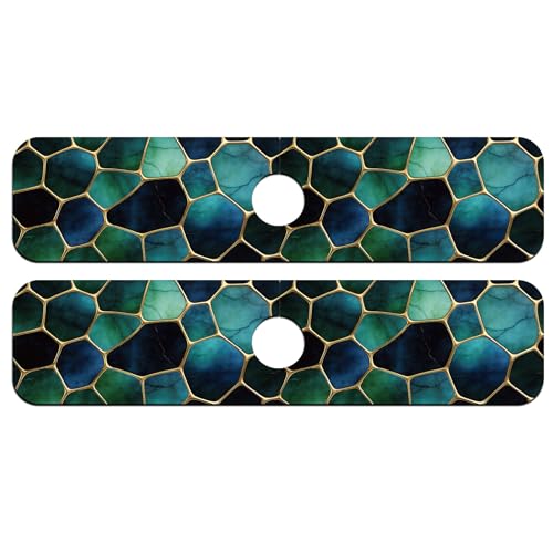 2 Pcs Kitchen Sink Splash Guard Faucet Mat Blue Gold Stones Pattern Faucet Mat for Sinks Absorbing Drying Mats for Kitchen Bathroom - color: Blue Gold Stones