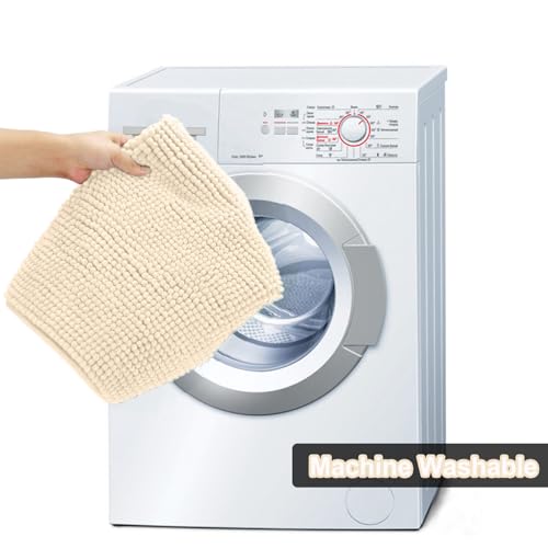 Urvoix Bathroom Rugs Sets 3 Piece, Chenille Bathroom Rug Non-Slip Bath Rug, Ultra Soft, Washable, Super Absorbent Bath Mats for Bathroom, Toilet and Tub (Warm Beige) - color: Warm Beige