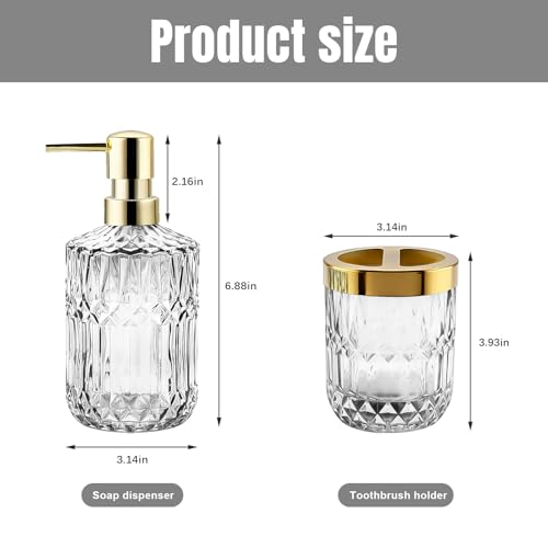 2Pcs White Bathroom Accessories Set, Glass Bathroom Accessories, Vintage Bathroom Countertop Decoration Includes Soap Dispenser, Toothbrush Holder - color: White, size: 2 Pcs